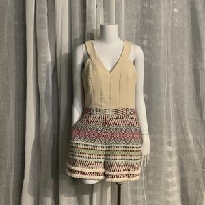 Adeline Rae Tweed Sleeveless Romper with Fringe Detailing